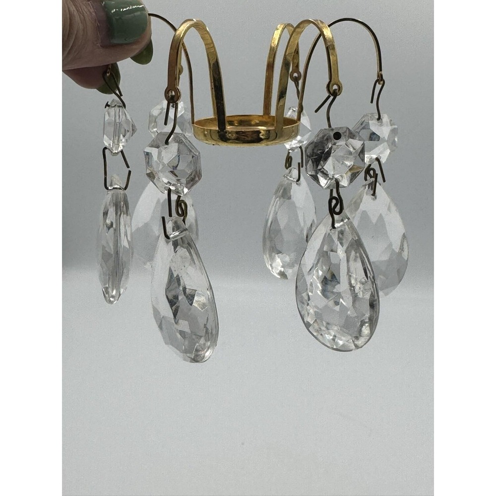Vintage Bobeche Candle Ring W/ 6 Hanging Teardrops
